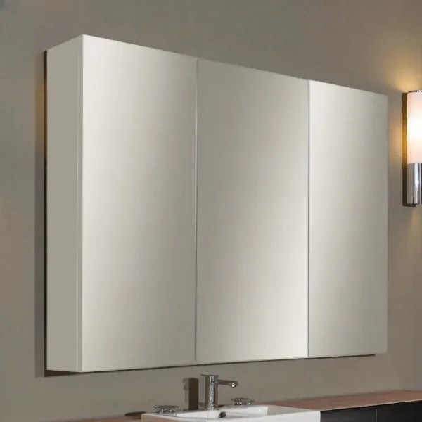 Specchio contenitore bagno a 3 ante 80xh60 cm in legno Creta Opaco