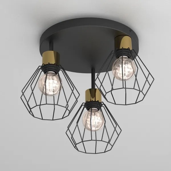 Plafoniera PARKLA 3xE27/15W/230V nero/oro