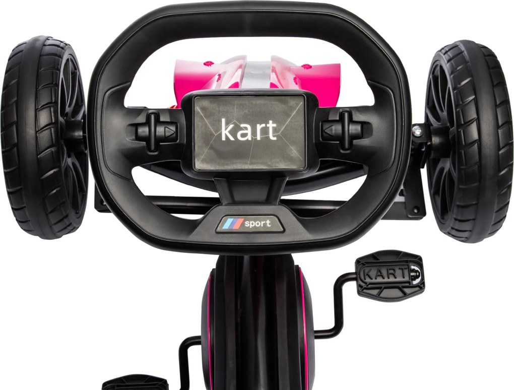 Go Kart a Pedali per Bambini 3-8 Anni 100x58x58,5 cm con Sedile Regolabile e Ruote in EVA Rosa e Nero...