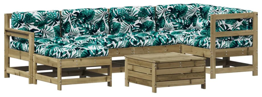Set divani da giardino 7pz con cuscini legno impregnato di pino