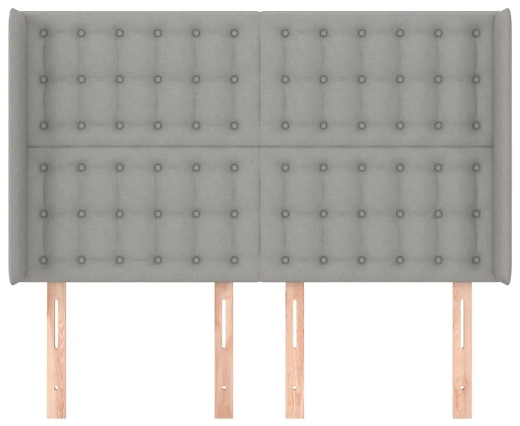 Testiera ad orecchio grigio chiaro 147x16x118/128 cm in tessuto