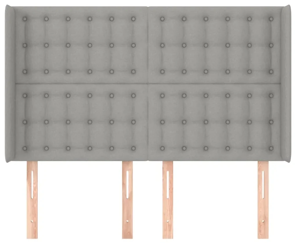 Testiera ad orecchio grigio chiaro 147x16x118/128 cm in tessuto