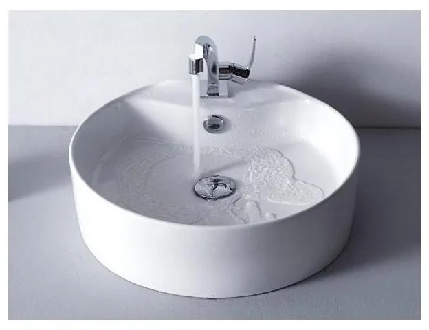 Kamalu - lavabo rotondo da appoggio diametro 46cm in ceramica bianca | litos-446