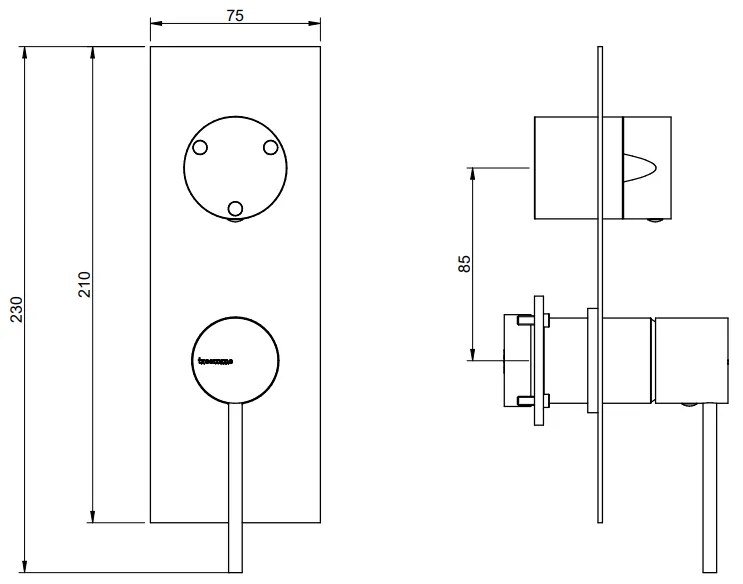 Treemme Up+ Miscelatore doccia monocomando con deviatore 3 uscite senza parte incasso cromo