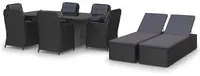 Set da Pranzo da Giardino 9 pz in Polyrattan Nero cod mxl 37979