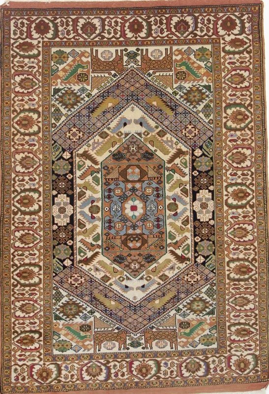 Ghuchan Tappeto 120x180 Verde (Iran) Annodato A Mano