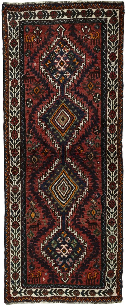 Shiraz Tappeto persiano 80 x 200 Rosso (Iran) Annodato A Mano