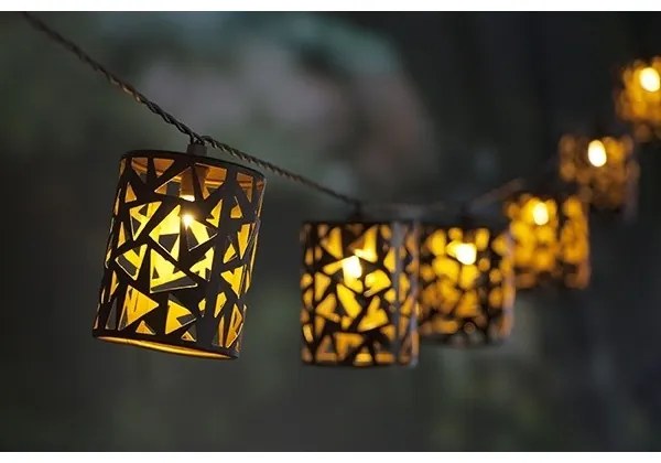 Catena LED solare 10xE12/3,65m IP44 bianco caldo