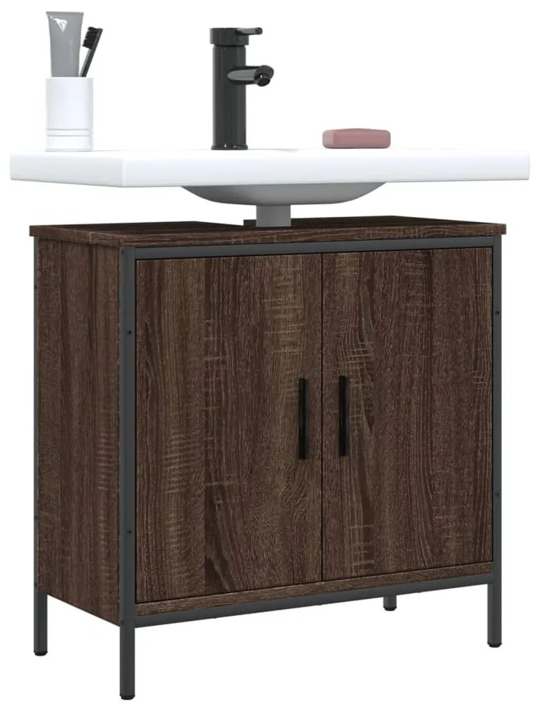 Mobile Lavabo Bagno Rovere Marrone 60x30x60cm Legno Multistrato /