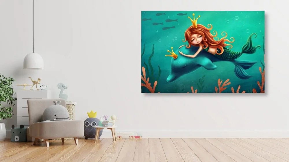 Stampa su tela – Sirena con delfino