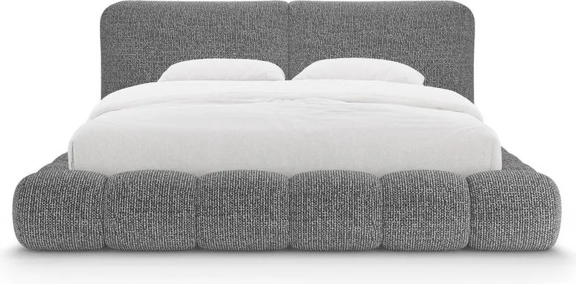 Letto matrimoniale imbottito grigio scuro con contenitore con rete inclusa 180x200 cm Solange – Micadoni