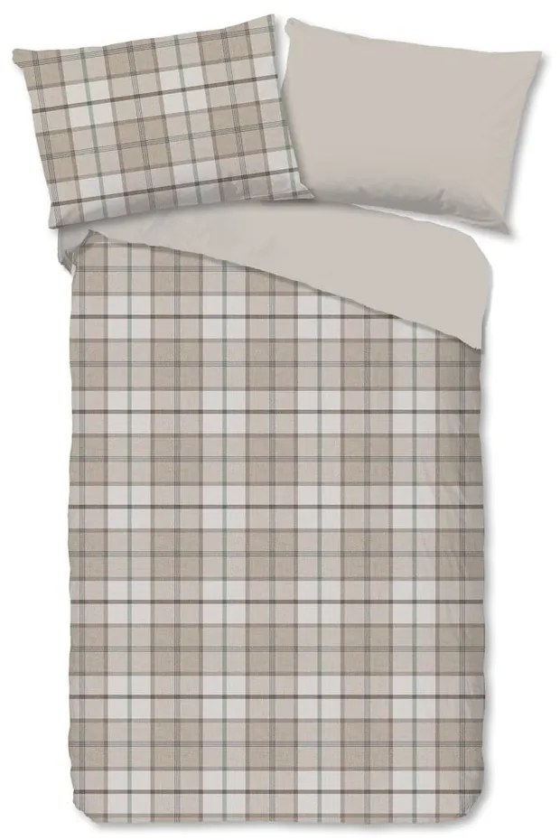 Set lenzuola letto una piazza e mezza in flanella tortora 140x200 cm Bernardus - Good Morning