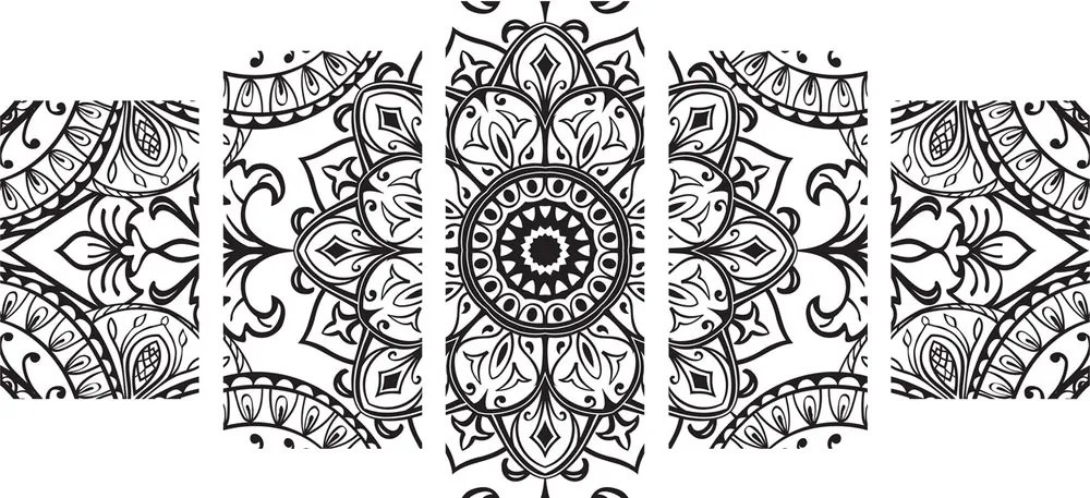 Quadri 5 pezzi – Ornamento bianco e nero