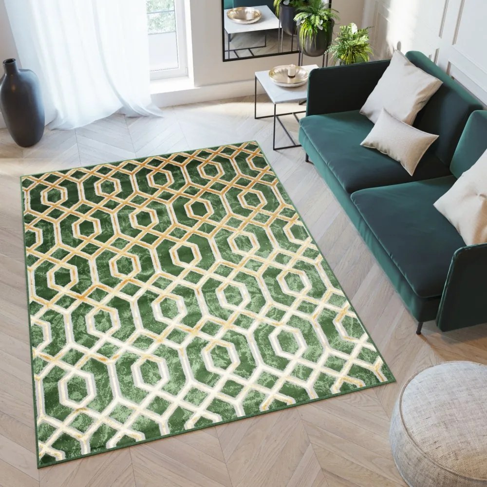 Interessante tappeto verde con motivo oro Larghezza: 120 cm | Lunghezza: 170 cm