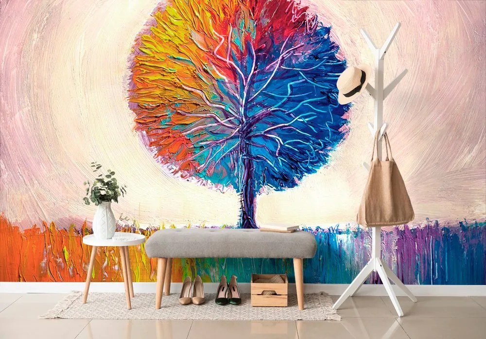 Carta da parati – Albero acquerello colorato