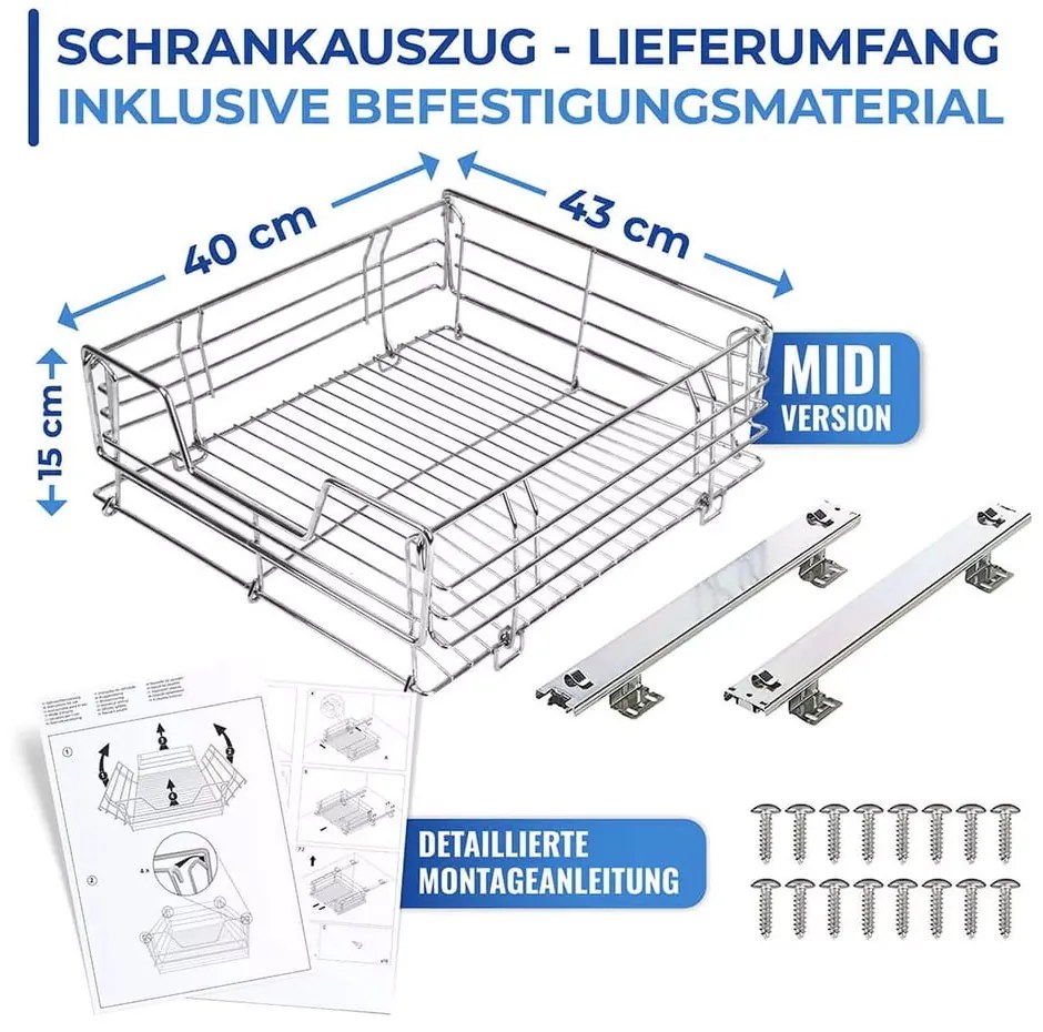 Ripiano estraibile in acciaio inox Slide, 51 x 40 cm - Maximex