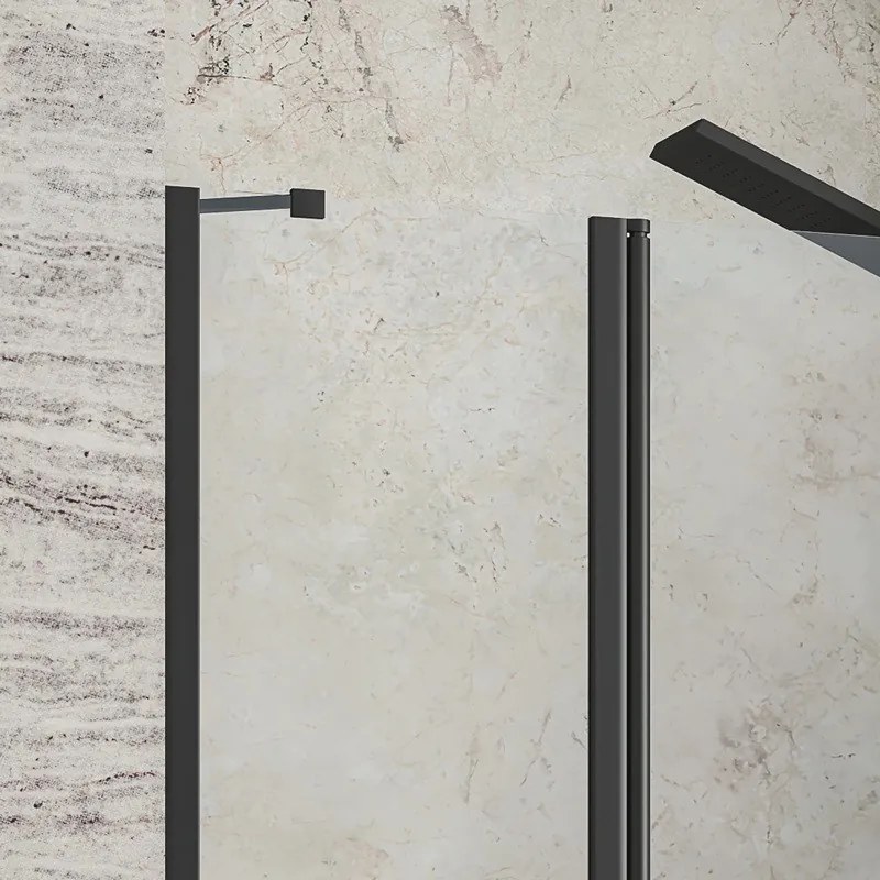 Kamalu - Porta doccia battente 70-75cm e fisso colore nero | KPX4000N