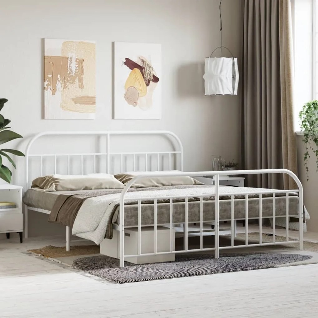Giroletto con testiera e pediera metallo bianco 183x213 cm