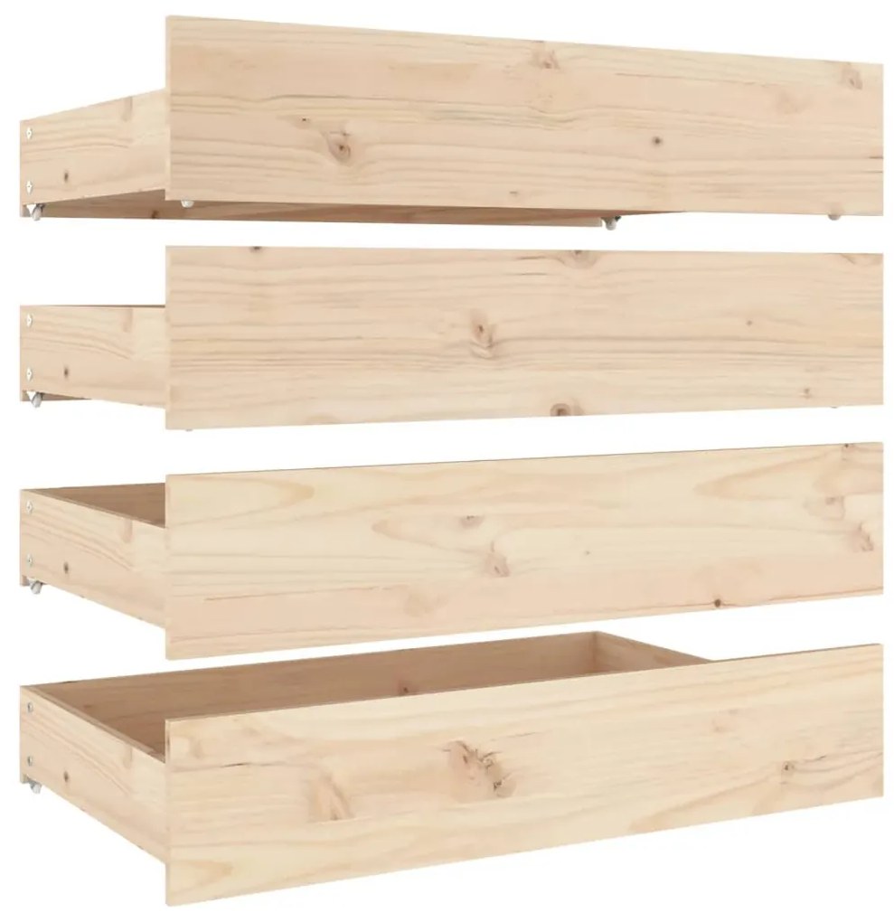 Cassettoni da letto 4 pz in legno massello di pino