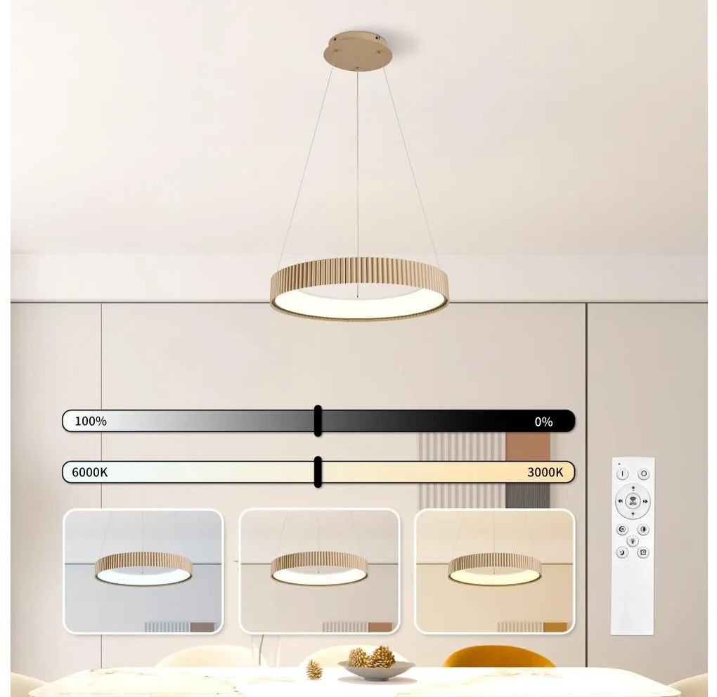 Brilagi - Lampada a sospensione dimmerabile con cavo FALCON MODERN LED/30W/230V 40 cm beige + telecomando