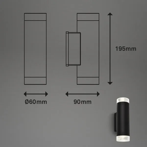 Brilo - Applique a LED da esterno 2xGU10/4,7W/230V IP44 4000K nero