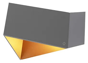 Applique da parete Fold grigio con rame