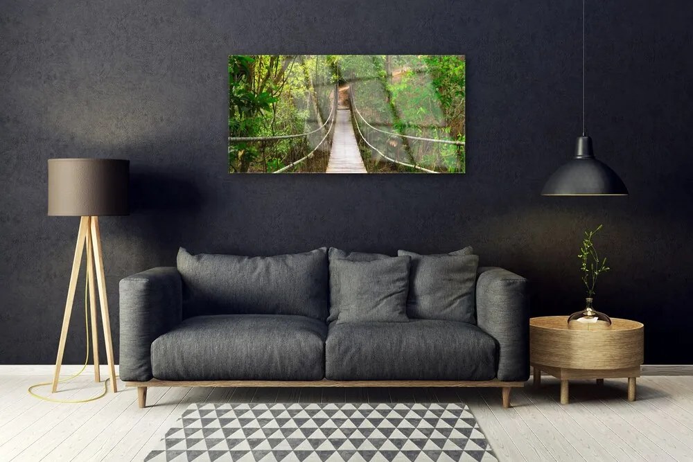 Quadro di vetro Ponte nella giungla della foresta pluviale 100x50 cm