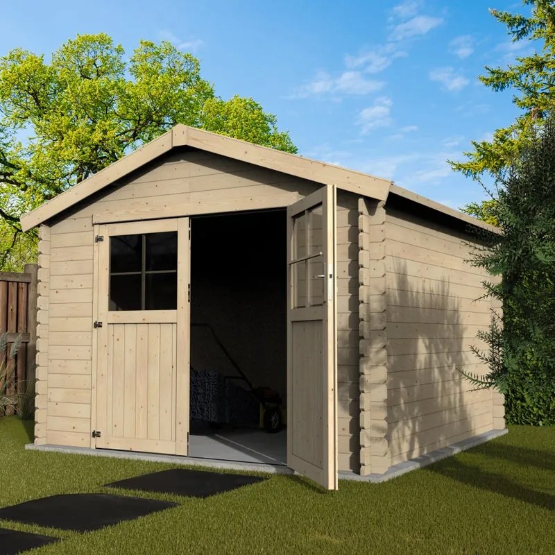 Casetta da giardino DECOR ET JARDIN Kibo in legno con porta doppio battente, superficie interna 7.42 m² e spessore parete 28 mm