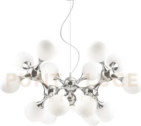 Nodi lampadario sospenso in metallo e vetro bianco finitura cromo 1...