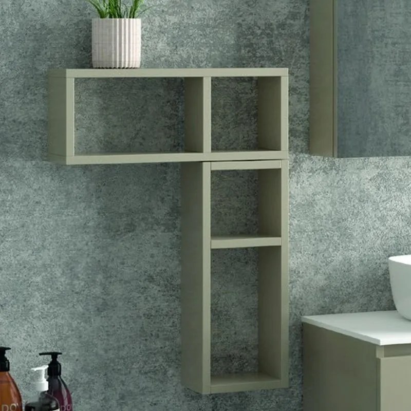 Composizione bagno sospesa 80cm mobile specchio contenitore e 2 pensili - KAMALU