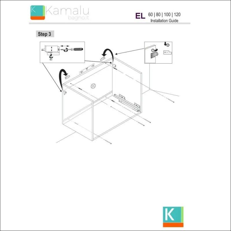 Kamalu - mobile bagno sospeso da 100 cm due cassetti soft close el-100p