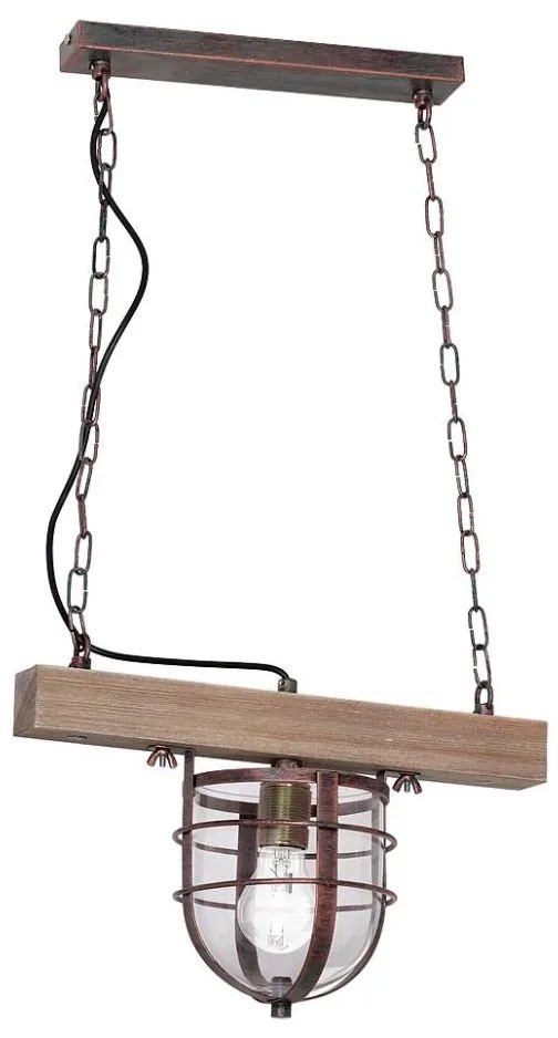 Lampadario a sospensione con catena ANDER 1xE27/60W/230V marrone chiaro