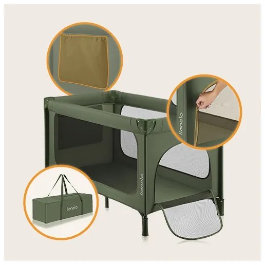 Lionelo - Lettino da viaggio JASMIN EASY FOLD Verde oliva