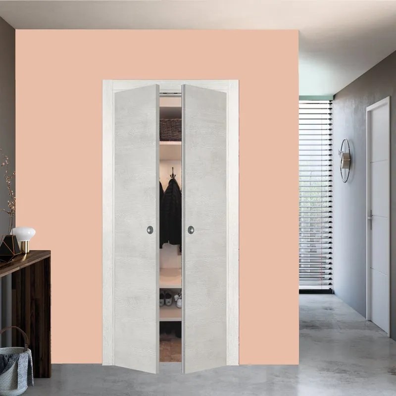 Porta interna a battente Beton in legno colore rovere grigio, L 90 x H 210 cm, apertura reversibile