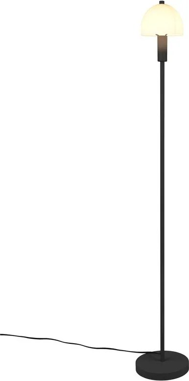 Lampada da terra nera con paralume in vetro (altezza totale 120 cm) Glenn – Trio