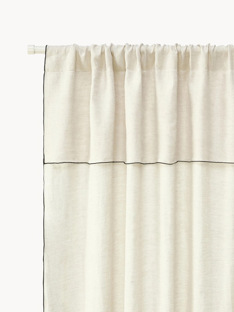 Set di 2 tende in lino semitrasparente con orlo a tunnel Eleonara