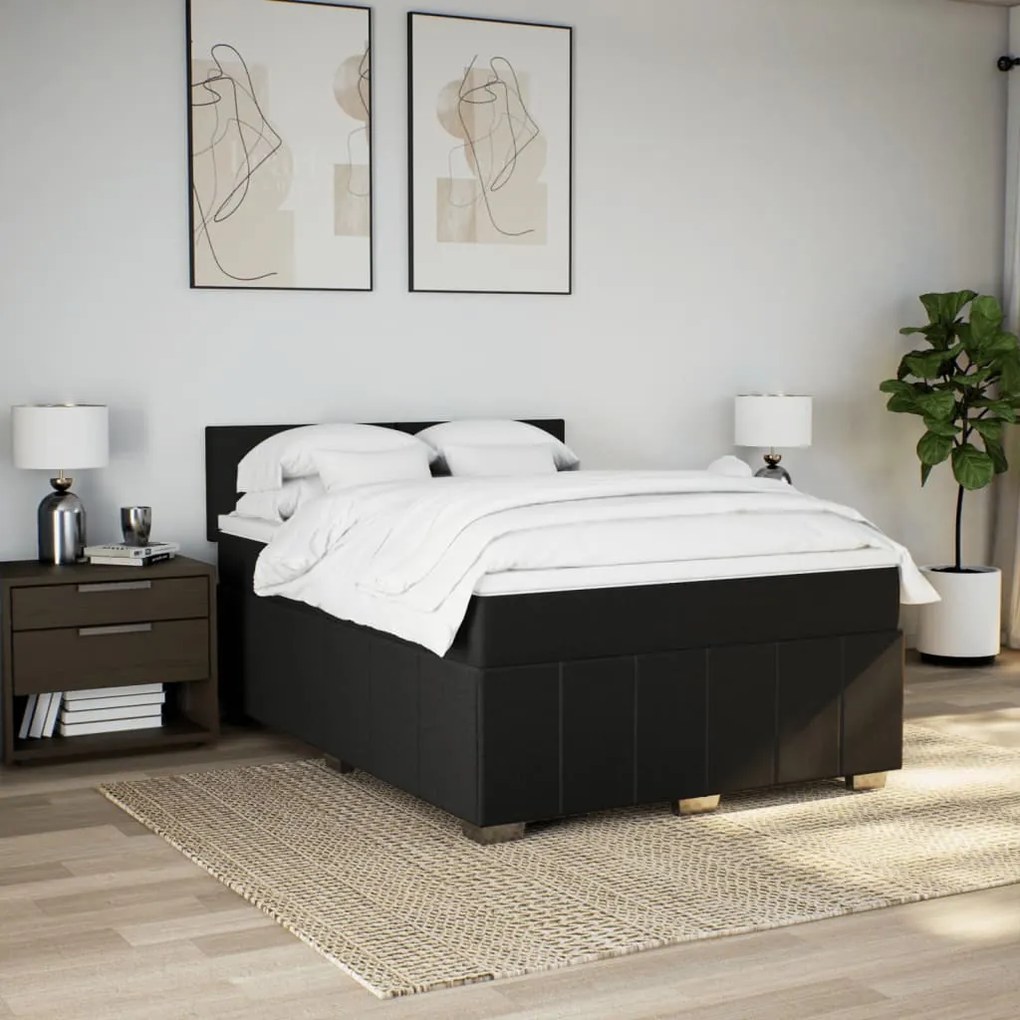 Giroletto a molle con materasso nero 140x190 cm in tessuto