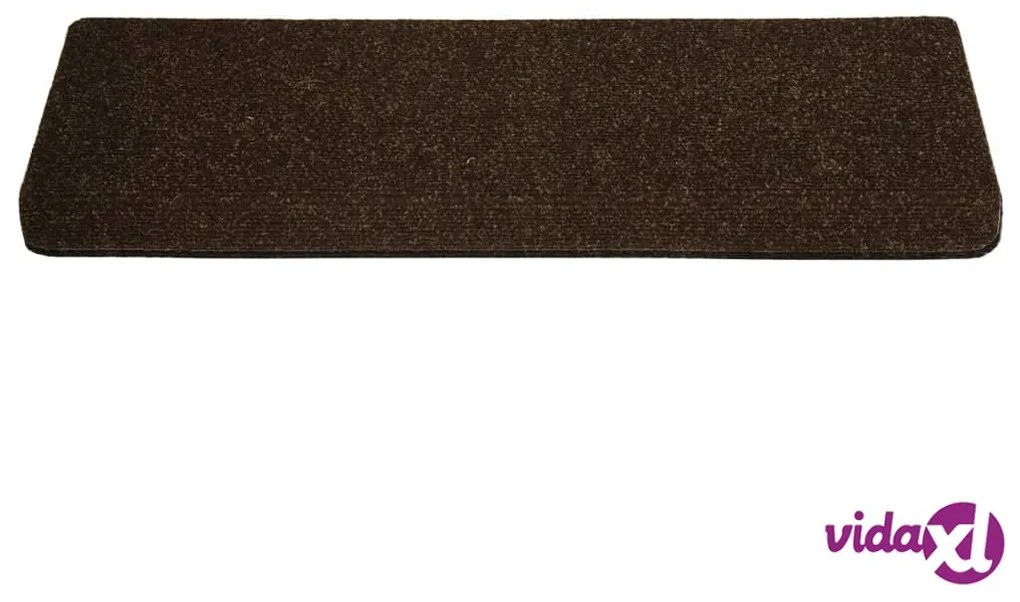 vidaXL Tappetini per Scale Tessuto Agugliato 15 pz 65x21x4 cm Marrone