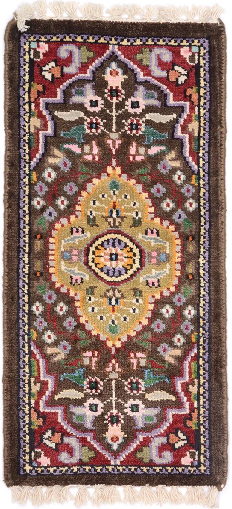 Agra Tappeto orientale 30 x 60 Beige (Indian) Annodato A Mano