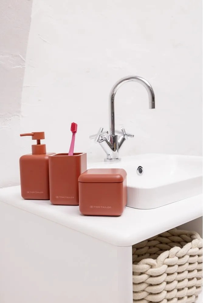 Organizer da bagno in poliresina arancione per dischetti di cotone Tom Tailor T-Rounded – Wenko