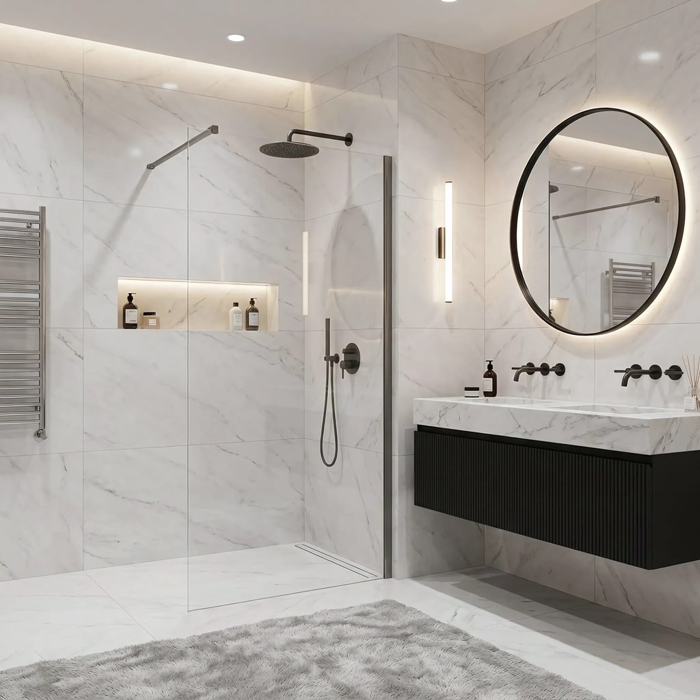 Parete doccia Rea Flexi Transparent / Titan 90