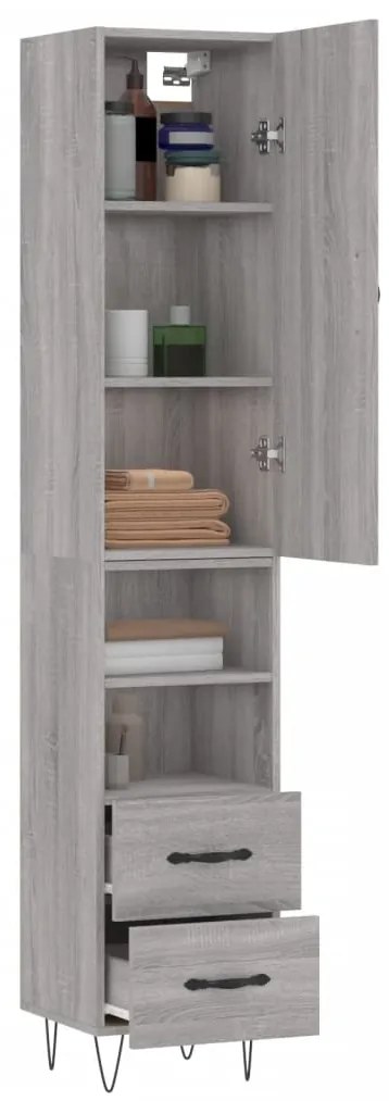 Credenza grigio sonoma 34,5x34x180 cm in legno multistrato