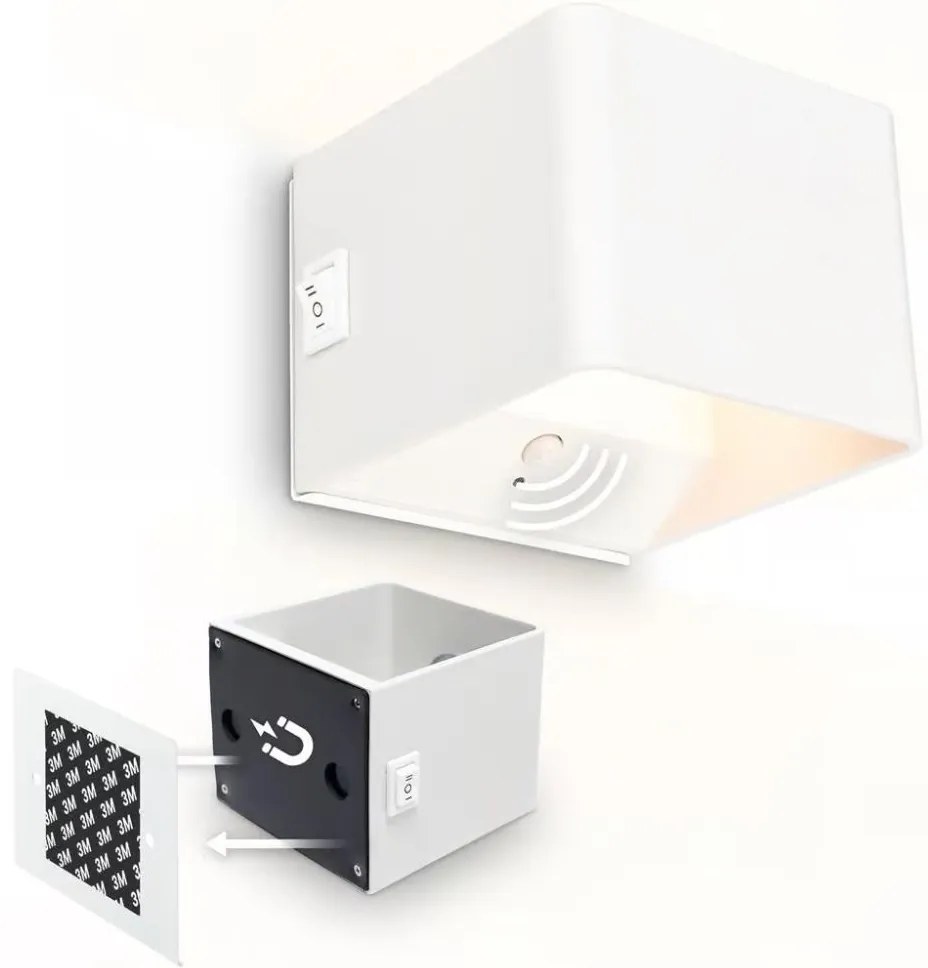 Briloner 3879016 - Lampada da parete ricaricabile a LED con sensore BORRA LED/1,5W/5V 3600 mAh, bianca