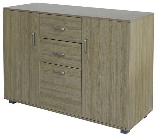 Credenza con 2 Cassetti e 3 Ante in Legno Truciolato 120x40cm-H82,5cm Marrone
