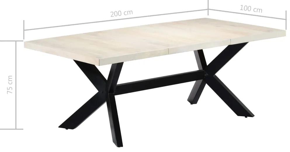 Tavolo da Pranzo Bianco 200x100x75 cm Legno Massello di Mango