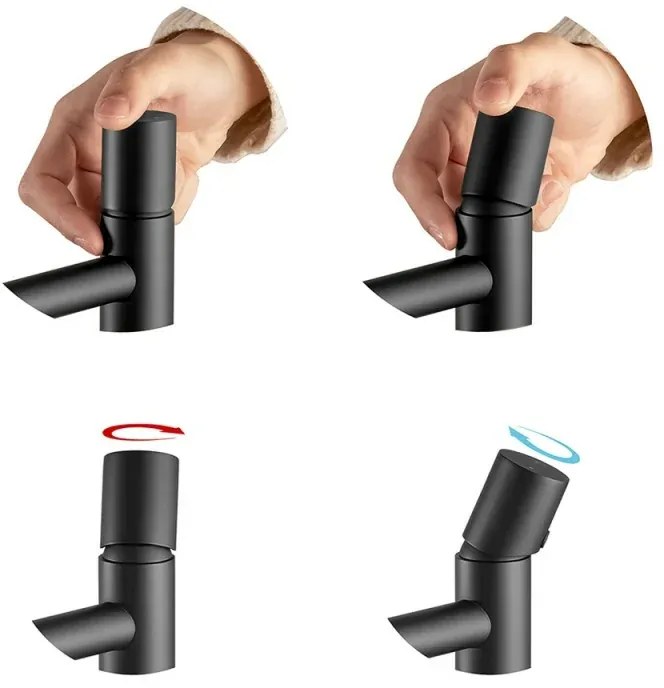 Set miscelatori nero opaco lavabo bidet e doccia con deviatore Gemini