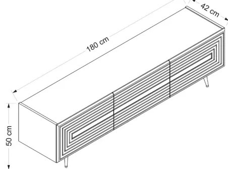 Mobile porta tv 180 cm con inserti dorati bianco serigrafato Jose