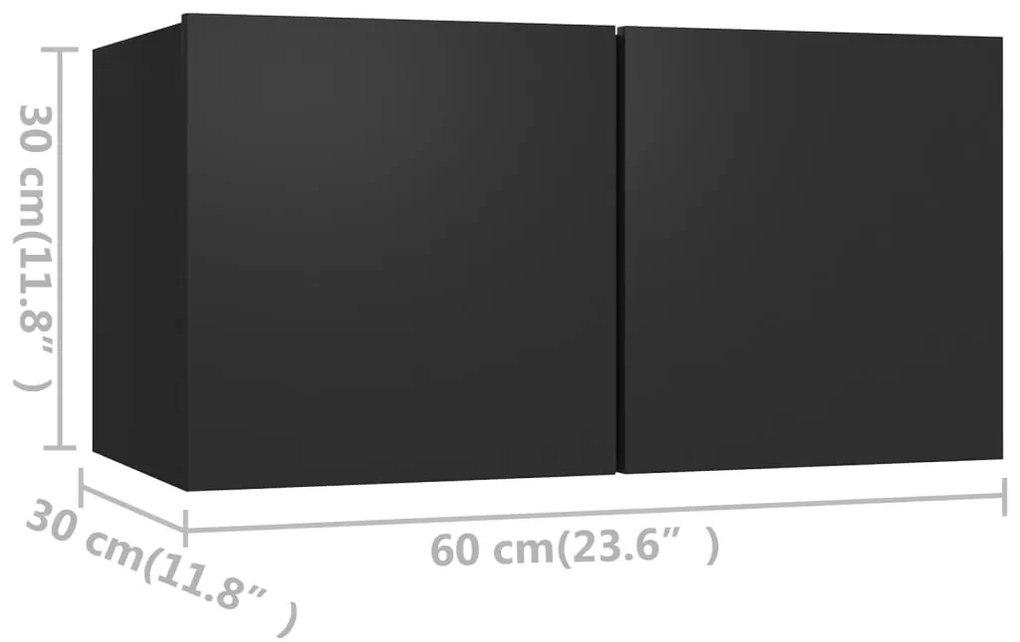 Set di Mobili Porta TV 4 pz Nero in Legno Multistrato