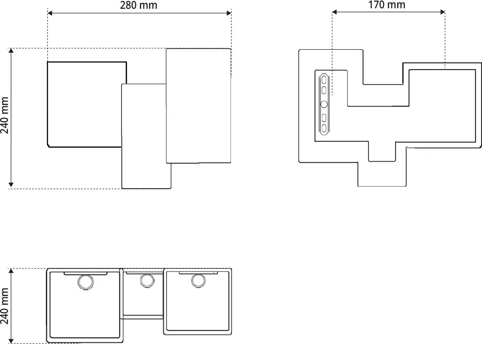 Applique da Parete 4xG9 PARALLEL 4 in Gesso Pitturabile