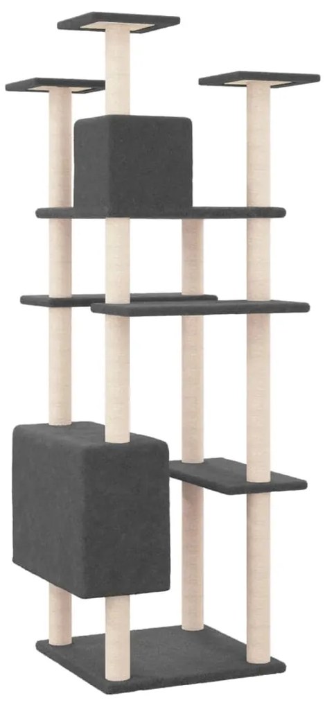 Albero per gatti con tiragraffi in sisal grigio scuro 162 cm